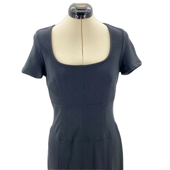 Boston Proper Belted Sheath Dress Womens Size 4 Black Back Zipper Detail NEW - Picture 6 of 7